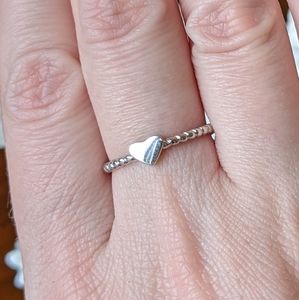 Sterling silver heart ring - rope band